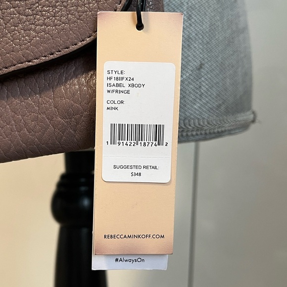 NWT REBECCA MINKOFF Mink Brown Isabel Crossbody Bag with Fringe Strap - Picture 5 of 16